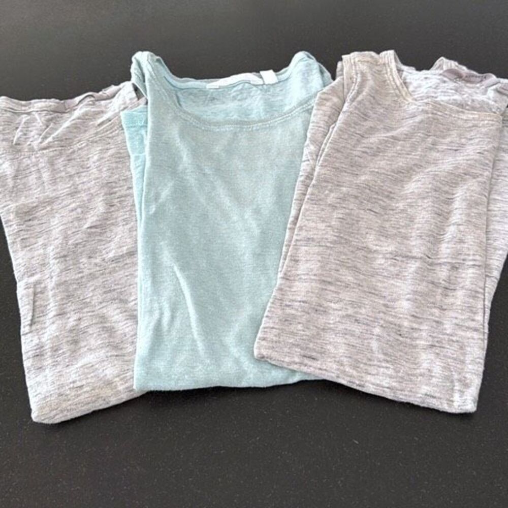 3 Athleta Shiva Shimmer Tank Bundle Set - XS - Linen Muscle Tanks Grey & Blue